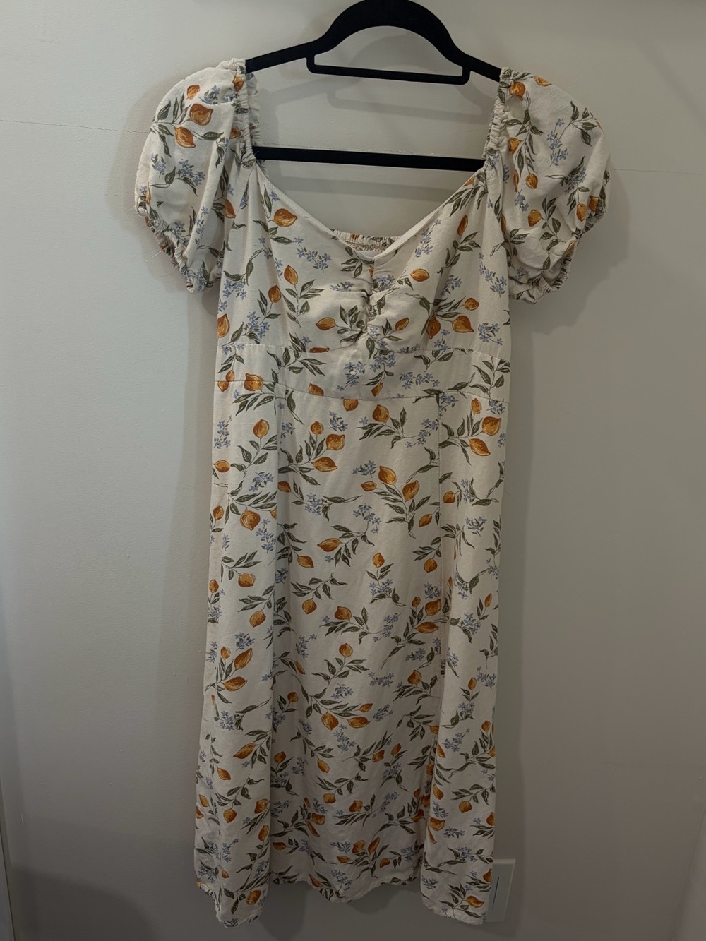 Japna Cream Midi Dress with Botanical/Floral Print
